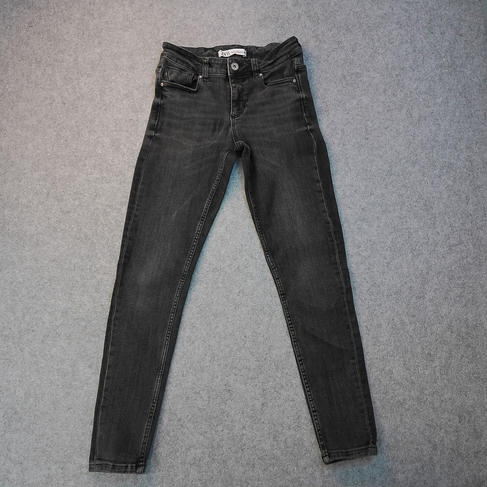 Zara Womens Skinny Jeans Faded Black Denim Mid Rise Size 2 24